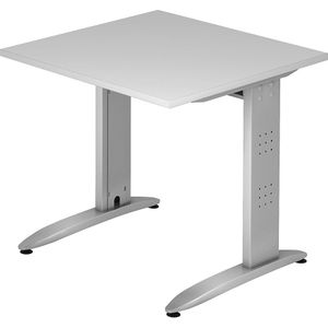 eurokraft pro NICOLA - Bureautafel, C-vormig onderstel, vaste hoogte, h x b x d = 720 x 800 x 800 mm, lichtgrijs