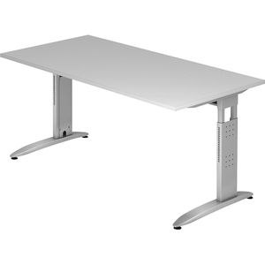 eurokraft pro NICOLA - Bureautafel, C-vormig onderstel, in hoogte verstelbaar, h x b x d = 720 x 1600 x 800 mm, lichtgrijs