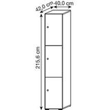 HAMMERBACHER Schließfachschrank grafit, ahorn V264L3/G/3/DS, 3 Schließfächer 40,0 x 42,0 x 215,6 cm