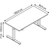 HAMMERBACHER XMST16 elektrisch höhenverstellbarer Schreibtisch weiß rechteckig, T-Fuß-Gestell gold 160,0 x 80,0 cm