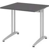HAMMERBACHER BS08 Schreibtisch grafit quadratisch, C-Fuß-Gestell silber 80,0 x 80,0 cm