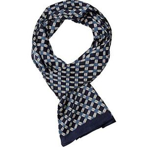 UK_Stone herensjaal, van 100% zijde, vintage sjaal met patroon, Geruit patroon donkerblauw