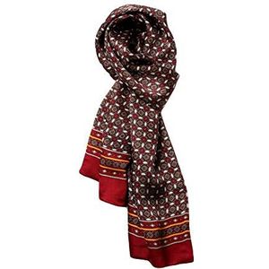 UK_Stone herensjaal, van 100% zijde, vintage sjaal met patroon, Geruit bloemenpatroon wijnrood