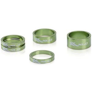 XLC Unisex - volwassenen stuurkopuitbreiding A-Head spacer-set AS-A02 3x5/1x10/1x15 mm 1 1/8 inch, groen, één maat