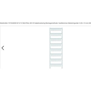 Weidmüller - 1919240000 SF 0/12 NEUTRAL WS V2 Kabelmarkering - Markeringsvlak: 3.20 x 12 mm - Wit - 5 stuks