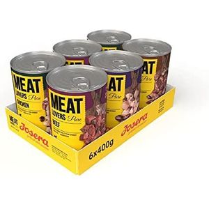 Josera Meat Lovers Pure Multipack Natvoer voor honden, hoog vleesgehalte, graanvrij, volledig voer, 6 x 400 g