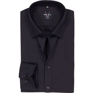 MARVELIS - Body Fit - Overhemd - Zwart - Popeline - Strijkvriendelijk