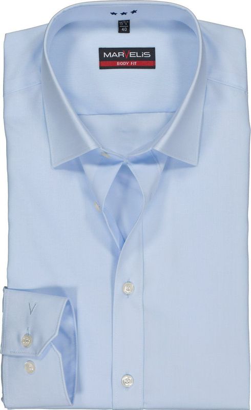 MARVELIS - Body Fit - Overhemd - Lichtblauw - Strijkvriendelijk
