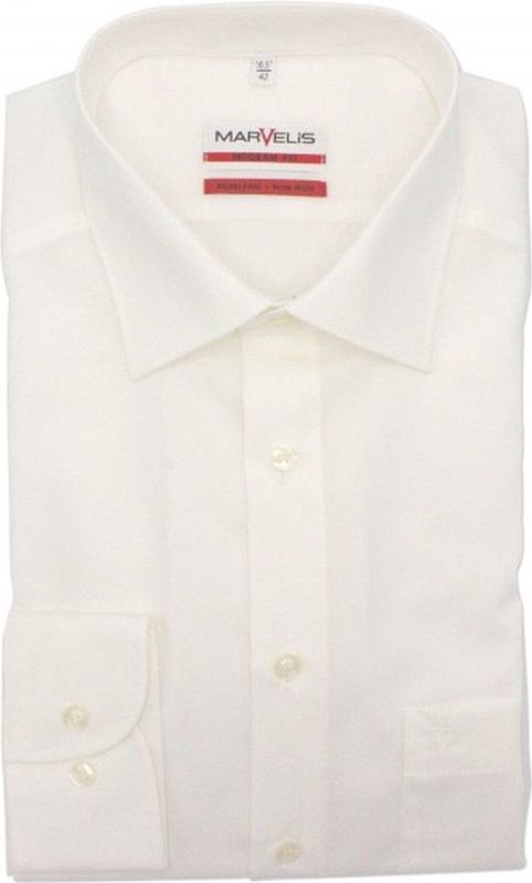 MARVELIS - Modern Fit - Overhemd - Beige - Strijkvrij
