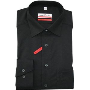 MARVELIS modern fit overhemd - zwart - Strijkvrij - Boordmaat: 46