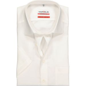 MARVELIS modern fit overhemd - korte mouw - beige - Strijkvrij - Boordmaat: 44