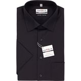 MARVELIS - Comfort Fit Overhemd - Korte Mouw - Zwart - 100% Katoen - Strijkvrij