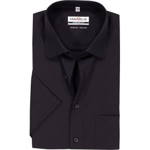 MARVELIS - Comfort Fit Overhemd - Korte Mouw - Zwart - 100% Katoen - Strijkvrij