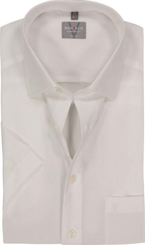 MARVELIS - Comfort Fit - Overhemd - Beige - Korte Mouw
