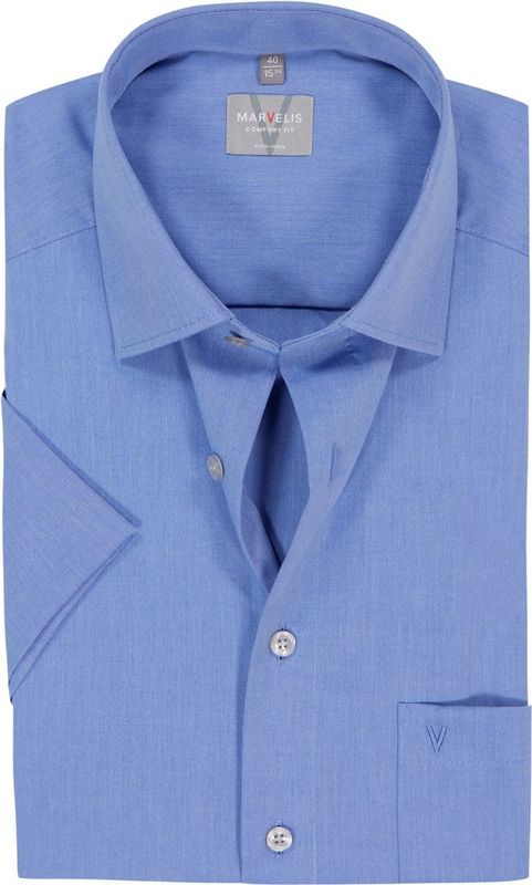 MARVELIS - Comfort Fit - Overhemd - Blauw - Korte Mouw