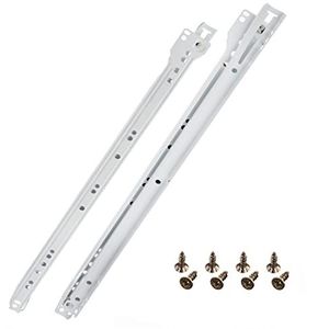 HELPMATE Rolgeleiding 450 mm 1 paar 2-delige set rails ladegeleider railsysteem lade gedeeltelijk uittrekbaar wit incl. bevestigingsmateriaal