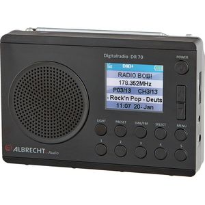 Albrecht - DR 70 - DAB+ Radio - Zwart - Compact - Met Zaklamp