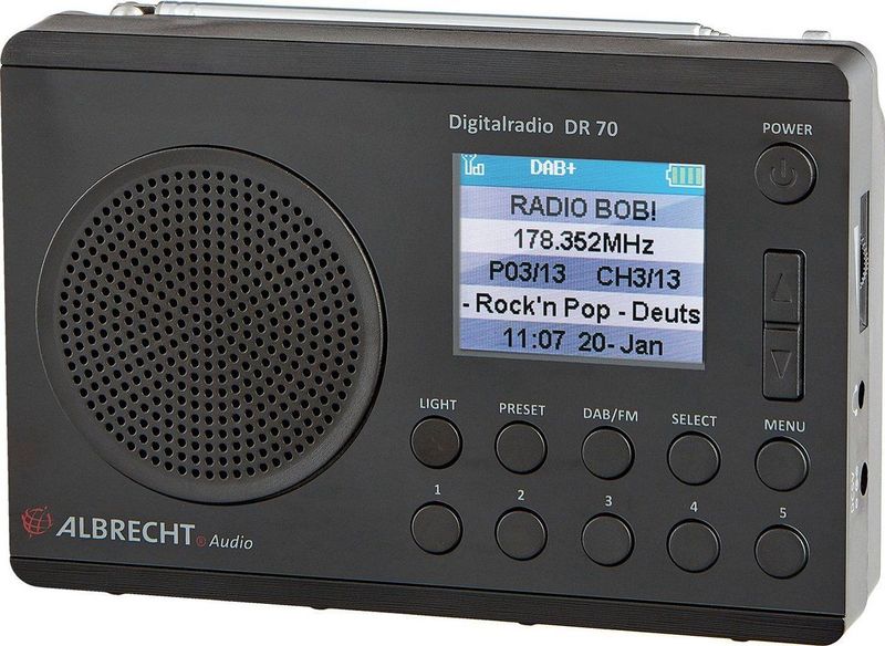 Albrecht - DR 70 - DAB+ Radio - Zwart - Compact - Met Zaklamp