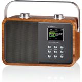 Albrecht DR850 Draagbare digitale radio voor thuis of onderweg met accu, gecombineerd DAB+ met FM en Bluetooth muziekstreaming, bruine houten behuizing