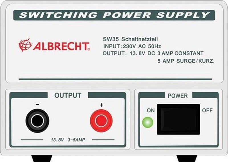 Albrecht - SW 35 - Schakelende Voeding - Wit - 3-5 A, 13,8 V, Geruisloos, Metalen Behuizing