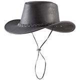 Pfiff Westernhoed, cowboyhoed, western cowboy cowgirl, rundleer zwart bruin unisex S-XL (56-62 cm)