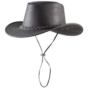 Pfiff Westernhoed, cowboyhoed, western cowboy cowgirl, rundleer zwart bruin unisex S-XL (56-62 cm)