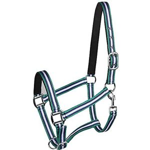 PFIFF plastic halter, gevoerd, blauw-wit-groene pony