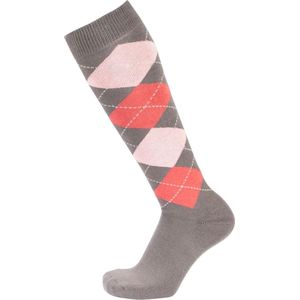 Pfiff sokken - Ruitersokken Donkerbruin - Rood - Sportsokken - Paardrijden - Unisex sokken - Kniesokken - Maat 34-36