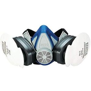 MSA, Advantage 200 LS, halfmasker, gasmasker voor bescherming en comfort, bajonetfilteraansluiting, Medium, blauw, 1