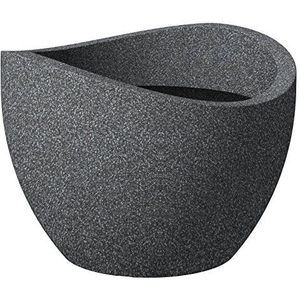 Scheurich Wave Globe, plantenbak van kunststof, zwart-graniet, 60 cm diameter, 44,5 cm hoog, 68 l vol.