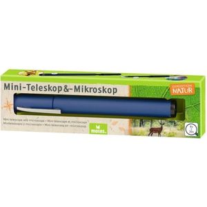 moses. Expedition Natur Mini-telescoop en microscoop voor kinderen, zakmicroscoop en zaktelescoop voor onderweg, perfect voor wandelen, kamperen of kamperen, blauw