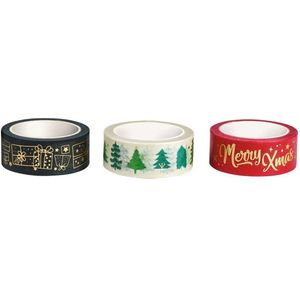 Moses Decoratietape Kerst 15 Mm Papier 500 Cm Rood/zwart/goud