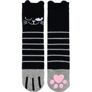 glitter sokken Kat Poes met antislip maat 39 - 42