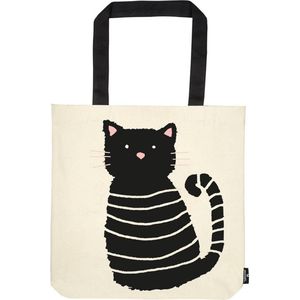 moses. Libri_x Shopper Miau, draagtas van 100% katoen met standaard, katoenen tas met kattenmotief, naturel, 42 cm, Sporttas