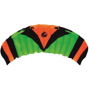 Wolkenstürmer® Paraflex Trainer stuurmat 3 liter 3.1 (groen/oranje) - ""Ready to Fly"" vlieger met trainingsstang - trainer kite - windtrainer voor mountainbikes