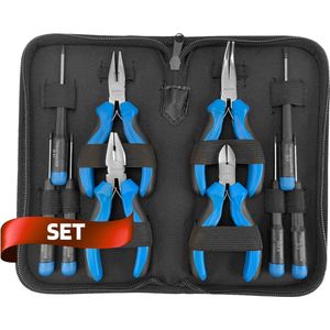 SW-Stahl 40706L fijnmechanische gereedschapset 10-delig I tangenset fijnmechanica I combinatietang I zijsnijder I punttang I fijnmechanische schroevendraaierset I gereedschapset fijnmechanica