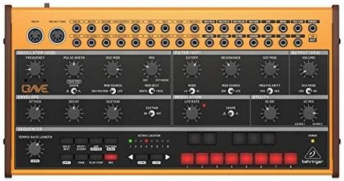 Behringer CRAVE Analoge semi-modulaire synthesizer met 3340 VCO, klassieke ladder filter, 32-staps sequencer en 16-stemmige poly chain