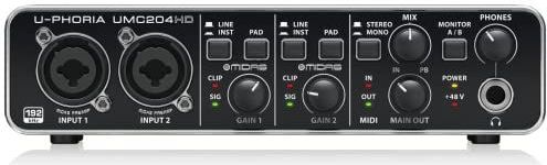 Behringer U-PHORIA UMC204HD Audiophiles 2x4, 24-Bit/192 kHz USB-Audio/MIDI-Interface mit Midas-Mikrofonvorverstärkern