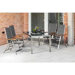 MERXX Garten-Essgruppe "Ferrara", (5 tlg.), 4 Klappsessel, Gartentisch