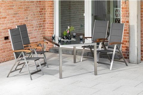 MERXX Garten-Essgruppe "Ferrara", (5 tlg.), 4 Klappsessel, Gartentisch