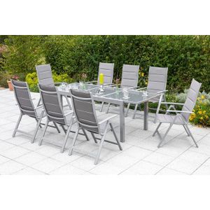Taviano Set 9tlg. Ausziehtisch silber/diamantbraun