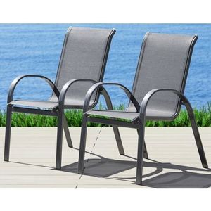 Merxx Amalfi stapelbare stoelenset, aluminium/textielbekleding, grafiet/diamantbruin. - bruin Metaal 50322-330