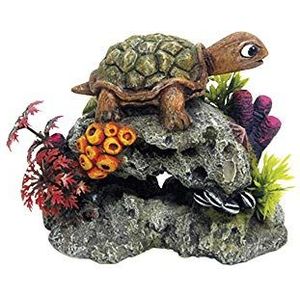 Nobby Aqua Schildpad ornamenten met planten, 13,5 x 8,5 x 10,7 cm, 1 stuk