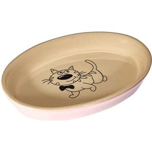 Nobby Ovale keramische schaal voor katten, 17 x 11 x 2,5 cm, roze/beige
