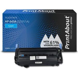 PrintAbout huismerk Toner 643A (Q5951A) Cyaan Geschikt voor HP