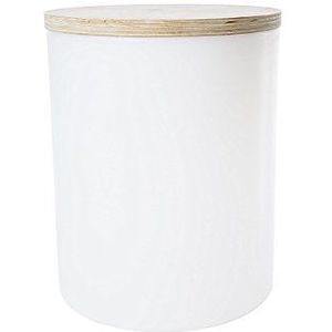 8 seasons design 4-in-1 lamp bijzettafel plantenpot kruk Shining Drum (E27, 45 cm, Ø 37 cm houten deksel, 10 l beplantbaar, voor binnen en buiten, tuin, terras, balkon, woonkamer, badkamer), wit