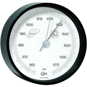 Barigo 115zw barometer - zwart - messing zwart gelakt -   Ø 8,5 cm