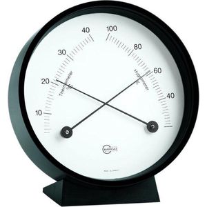 Barigo 915zw hygrometer - thermometer - zwart - messing zwart gelakt -  Ø 8,5 cm