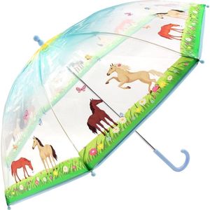 BB meisjes paraplu transparant paarden 70 cm