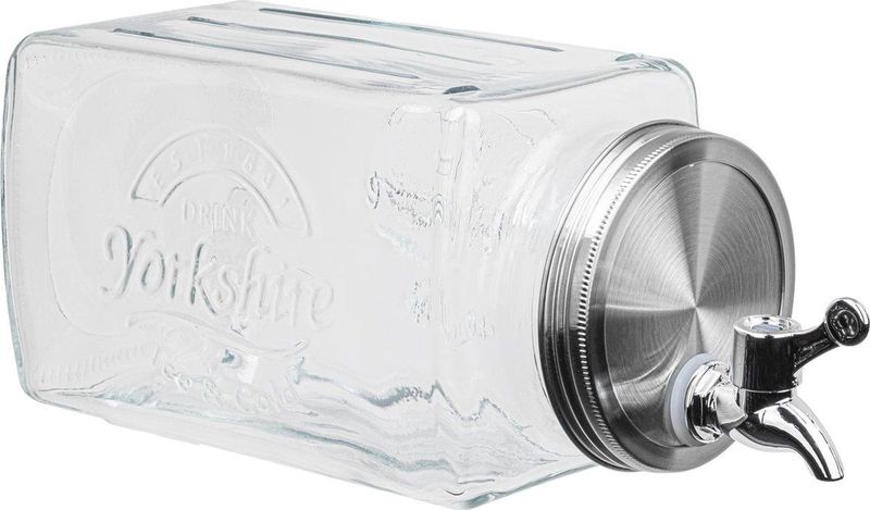 HI Drankdispenser/limonadedispenser - 3,8L - glas - 32,5 x 15 cm - koelkast drankdispenser